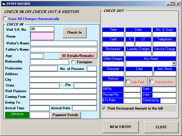 Hotel Software, Hotel Management Software, Hotel Software, Accounting Software for Hotels, Hotel Software, Billing and Accounting Software for management of Hotels, Restaurants, Motels, Guest Houses. Modules : Rooms, Visitors, Restaurant, Payroll, Accounts & Utilities. Free Trial Download